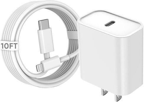 iPhone Fast Charger, [MFi Certified] 20W USB C Fast Charger Block with 10FT Type-C to Lightning Cable, Super Fast Charging Compatible with iPhone 14/13/13 Pro/12/12 Pro/12 Pro Max/11/Xs Max/XR/X in Saudi Arabia