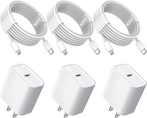 iPhone Fast Charger, [MFi Certified] 20W USB C Fast Charger Block with 10FT Type-C to Lightning Cable, Super Fast Charging Compatible with iPhone 14/13/13 Pro/12/12 Pro/12 Pro Max/11/Xs Max/XR/X in Saudi Arabia