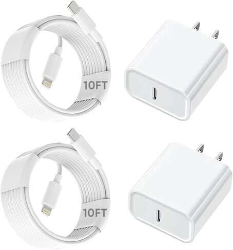 iPhone Fast Charger, [MFi Certified] 20W USB C Fast Charger Block with 10FT Type-C to Lightning Cable, Super Fast Charging Compatible with iPhone 14/13/13 Pro/12/12 Pro/12 Pro Max/11/Xs Max/XR/X in Saudi Arabia