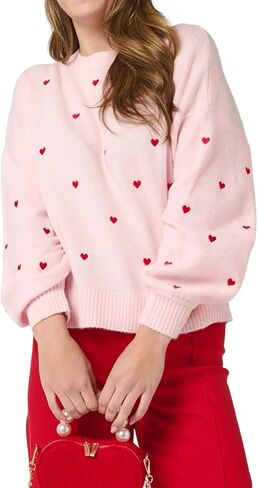 المرأة القلب طباعة البلوزات Crewneck فضفاضة تناسب متماسكة البلوز عارضة سترة قمم in Saudi Arabia