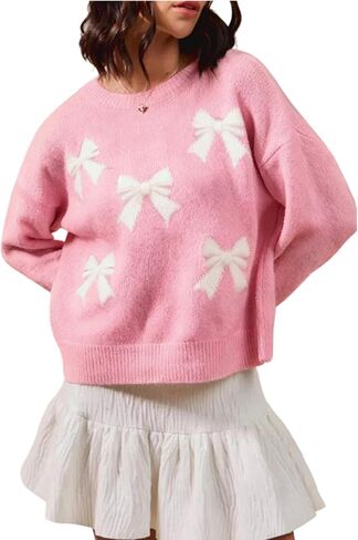 المرأة القلب طباعة البلوزات Crewneck فضفاضة تناسب متماسكة البلوز عارضة سترة قمم in Saudi Arabia