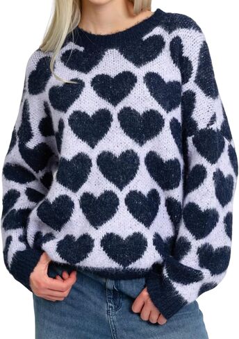 المرأة القلب طباعة البلوزات Crewneck فضفاضة تناسب متماسكة البلوز عارضة سترة قمم in Saudi Arabia