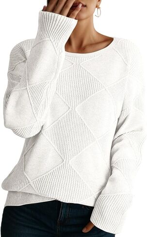 Dokotoo Women's Crew Neck Long Sleeve Sweaters 2025 Fall Winter Chunky Warm Pullover Tops Trendy Casual Outfits in Saudi Arabia