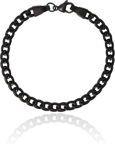 Lucky Brand Men’s Stainless Steel 8MM Figaro Bracelet - Black Plated Durable Chain Link Jewelry in Saudi Arabia