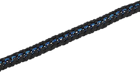 Men's 8.5" Simulated Leather Bracelet - Stainless Steel with Blue Accents, Secure Clasp in Saudi Arabia