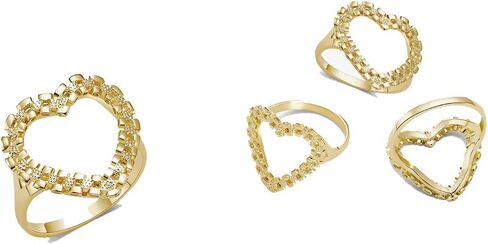 nugget hollow heart ring 18k gold plated brass material unique design ring for women in Saudi Arabia