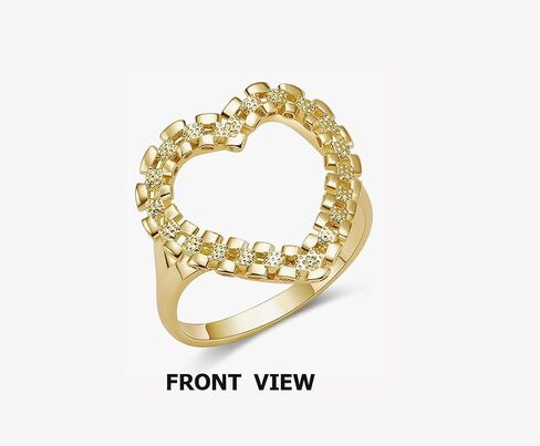 nugget hollow heart ring 18k gold plated brass material unique design ring for women in Saudi Arabia