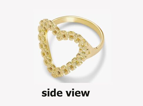 nugget hollow heart ring 18k gold plated brass material unique design ring for women in Saudi Arabia