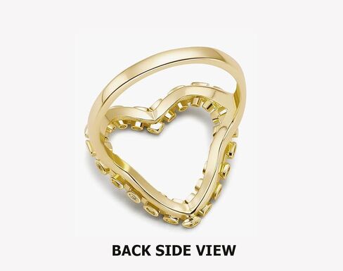 nugget hollow heart ring 18k gold plated brass material unique design ring for women in Saudi Arabia