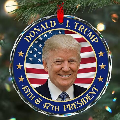 Trump Christmas Ornaments 2025 - Donald Trump Ornament - Glass Christmas Tree Decoration - 45-47 President Donald Trump Merchandise Supporters (White) in Saudi Arabia
