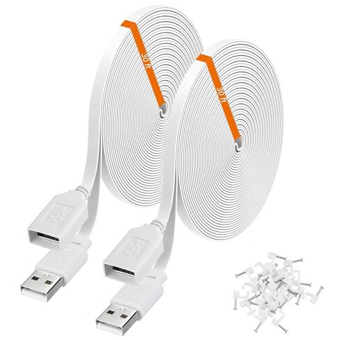 كابل امتداد طاقة 50 قدمًا متوافقًا مع Blink Mini 2 و Wyzecam V4 و Pan V3 و Tapo C120 و Kasa Indoor و Yi Pro و Eufycam E220 كاميرات أمنية - 15 مترًا من الذكور in Kuwait