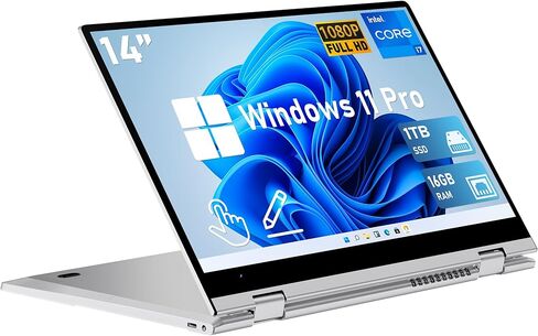 Touchscreen Laptop Computer, 14 Inch 2 in 1 Gaming Laptop, Intel Core i7-1265U (up to 4.8 GHz), 16GB RAM 1TB SSD, 1920 x 1080, Backlit Keyboard, Wi-Fi 6, BT5.2, Windows 11 Pro in Saudi Arabia