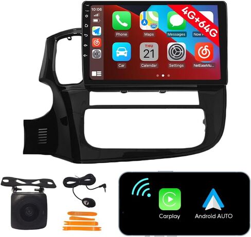 [4G 64G] Android Car Stereo FM Radio Carplay Android Auto 9" Touchscreen Headunit Media Player with Backup Camera for Mitsubishi Outlander 2005 2006 2007 2008 2009 2010 2011 2012 in Saudi Arabia