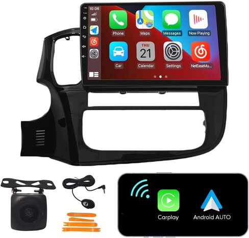 [4G 64G] Android Car Stereo FM Radio Carplay Android Auto 9" Touchscreen Headunit Media Player with Backup Camera for Mitsubishi Outlander 2005 2006 2007 2008 2009 2010 2011 2012 in Saudi Arabia