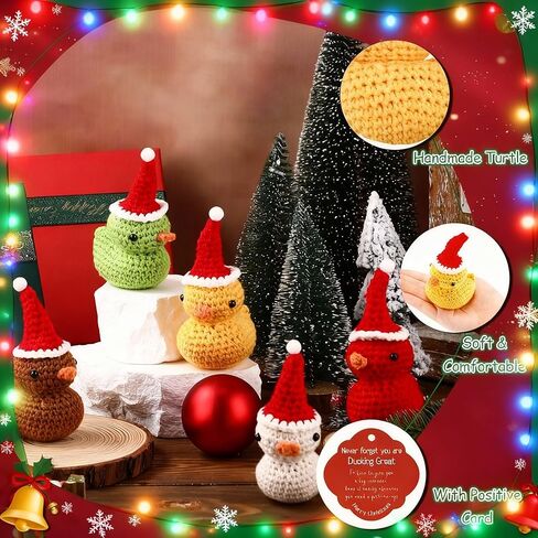 5 Sets Christmas Crochet Ducks Gifts Bulk for Coworkers Employee Staff Duck Crochet Animals with Inspirational Cards Bags Christmas Mini Gifts for Coworkers Stocking Stuffers in Kuwait