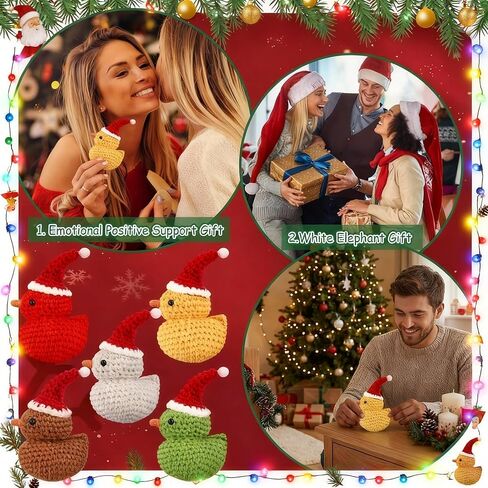 5 Sets Christmas Crochet Ducks Gifts Bulk for Coworkers Employee Staff Duck Crochet Animals with Inspirational Cards Bags Christmas Mini Gifts for Coworkers Stocking Stuffers in Kuwait
