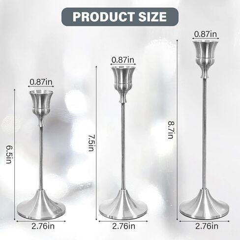 Six-Piece Silver-Tone Candleholder Set - Redefining The Ritual of Space Ideal for Weddings, Table centerpieces, and Home Decor The in Saudi Arabia