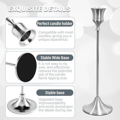 Six-Piece Silver-Tone Candleholder Set - Redefining The Ritual of Space Ideal for Weddings, Table centerpieces, and Home Decor The in Saudi Arabia
