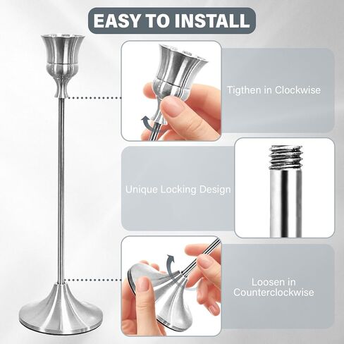 Six-Piece Silver-Tone Candleholder Set - Redefining The Ritual of Space Ideal for Weddings, Table centerpieces, and Home Decor The in Saudi Arabia