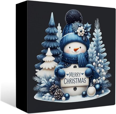 Snowman Winter Wooden Sign - Snowman Winter Wooden Box Signs, Winter Snowman Table Desk Signs for Home Decor, Winter Decorations for Home, 5×5 Inch in Saudi Arabia