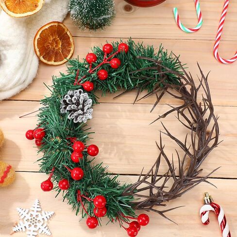 Jesus Crown of Thorns 11" Wearable Crown of Thorns for Cross Christmas Tree Topper Small Xmas Christian Gifts Religious Wreath Ring for Wall Window Fireplace Ornament Decor in Kuwait