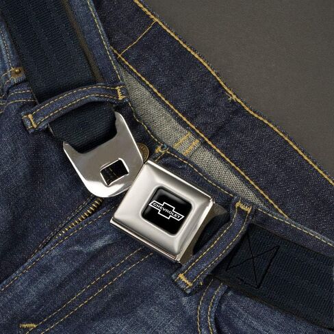 GM General Motors Belt, Seatbelt Buckle Belt, 1965 Chevrolet Bowtie Black White Logo, 30 to 44 Inches in Saudi Arabia