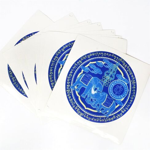 5 Pieces of Blue Elephant and Rhinoceros Stickers Chinese Wisdom Harmony Balance Stickers Good Luck Wealth Talisman New Year Housewarming Gift W5429 in Saudi Arabia