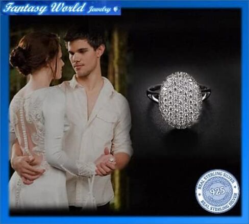 خاتم زفاف Twilight Bella Swan من الفضة الأصلية، فضة استرليني 925، خاتم نسائي من الزركون الصغير Pavé مع صندوق قلب مجوهرات، خاتم خطوبة Breaking Dawn Bella Swan (9) in Saudi Arabia