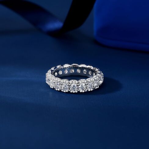 Moissanite Eternity Ring for Women Round Cut D Color VVS1 Moissanite Wedding Band, S925 Sterling Silver 18K White Gold Plated Promise Engagement Rings for Women in Saudi Arabia