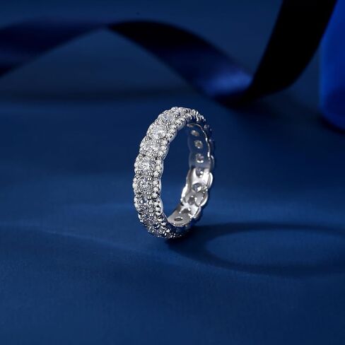 Moissanite Eternity Ring for Women Round Cut D Color VVS1 Moissanite Wedding Band, S925 Sterling Silver 18K White Gold Plated Promise Engagement Rings for Women in Saudi Arabia