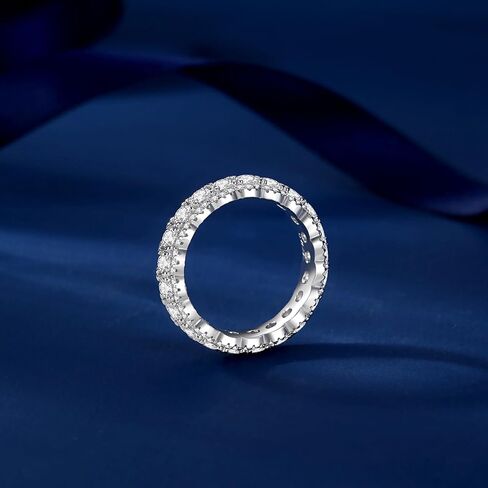 Moissanite Eternity Ring for Women Round Cut D Color VVS1 Moissanite Wedding Band, S925 Sterling Silver 18K White Gold Plated Promise Engagement Rings for Women in Saudi Arabia