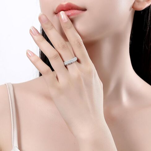 Moissanite Eternity Ring for Women Round Cut D Color VVS1 Moissanite Wedding Band, S925 Sterling Silver 18K White Gold Plated Promise Engagement Rings for Women in Saudi Arabia
