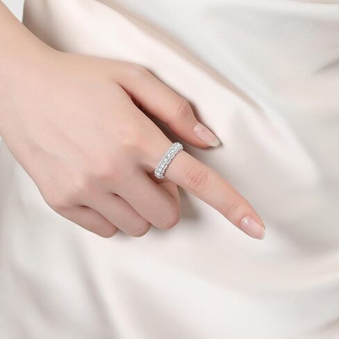 Moissanite Eternity Ring for Women Round Cut D Color VVS1 Moissanite Wedding Band, S925 Sterling Silver 18K White Gold Plated Promise Engagement Rings for Women in Saudi Arabia