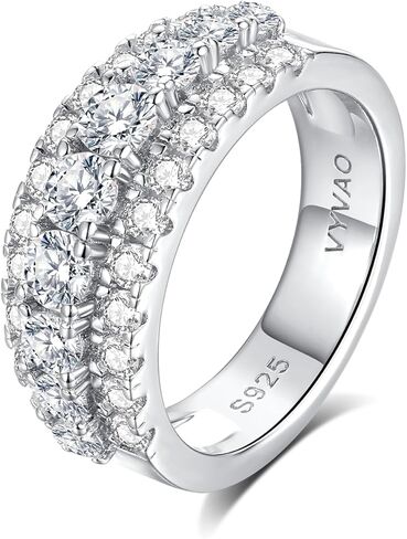 Moissanite Eternity Ring for Women Round Cut D Color VVS1 Moissanite Wedding Band, S925 Sterling Silver 18K White Gold Plated Promise Engagement Rings for Women in Saudi Arabia