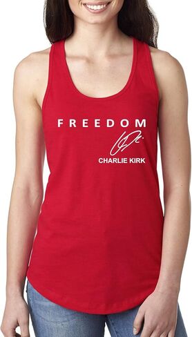 Freedom Charlie, God, Family, Patriotism, Red, White, and Blue, American Activist Ladies Racerback Tank Top in Saudi Arabia