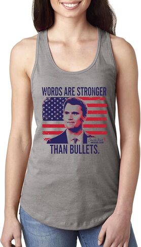 Freedom Charlie, God, Family, Patriotism, Red, White, and Blue, American Activist Ladies Racerback Tank Top in Saudi Arabia