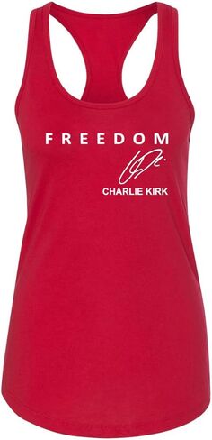 Freedom Charlie, God, Family, Patriotism, Red, White, and Blue, American Activist Ladies Racerback Tank Top in Saudi Arabia