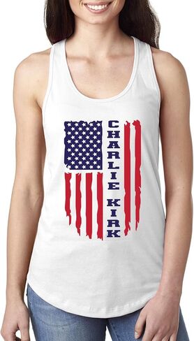 Freedom Charlie, God, Family, Patriotism, Red, White, and Blue, American Activist Ladies Racerback Tank Top in Saudi Arabia