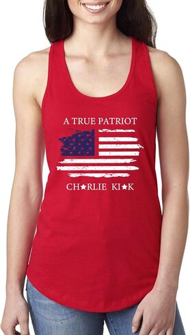 Freedom Charlie, God, Family, Patriotism, Red, White, and Blue, American Activist Ladies Racerback Tank Top in Saudi Arabia