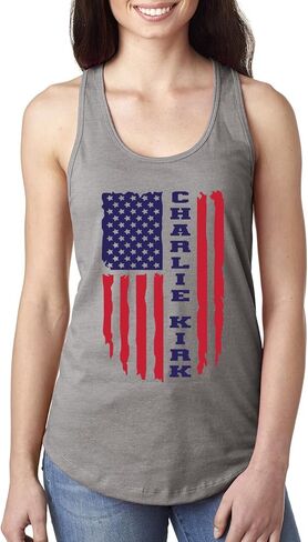 Freedom Charlie, God, Family, Patriotism, Red, White, and Blue, American Activist Ladies Racerback Tank Top in Saudi Arabia