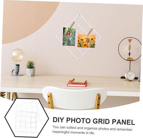 Cabilock 4pcs Wall Panel for Photo Display Scandinavian Style Iron Picture Frames Multifunctional Wire Grid Decor for Bedroom Dorm Room and Living Room in Saudi Arabia