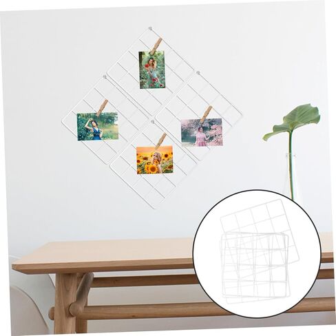 Cabilock 4pcs Wall Panel for Photo Display Scandinavian Style Iron Picture Frames Multifunctional Wire Grid Decor for Bedroom Dorm Room and Living Room in Saudi Arabia