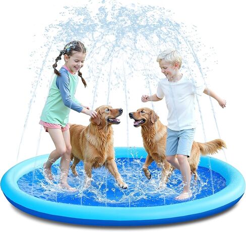 SLOOSH 72" Non-Slip Splash Pad Sprinkler - Outdoor Water Toys Play Mat for Toddlers Kids Dogs, Outside Thickened Sprinkler Pool Party Durable Backyard Fountain for Girls Boys Pets (72in, Blue) in Saudi Arabia