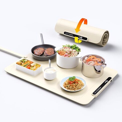 Food Warming Mat - Electric Warming Tray,Tempmaster Adjustable Warming Tray,Elevated Feet Protects Table, Roll-Up Buffet Hot Plates Heat Pad, Portable Food Warmer for Parties and Travel (Navy Blue) in Saudi Arabia