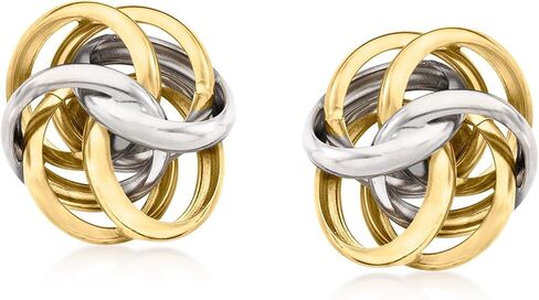Ross-Simons Italian Sterling Silver and 18kt Gold Over Sterling Love Knot Earrings in Saudi Arabia