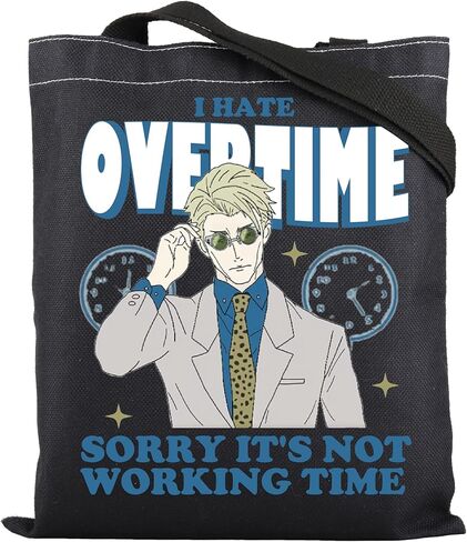 ENSIANTH JJK Inspired Tote Bag I hate Overtime Anime Lover Gift Sorcerer Curse Fighter Japanese Anime Fan Shopping Bag in Saudi Arabia