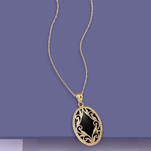 Ross-Simons Oval Black Onyx and 14kt Yellow Gold Pendant Necklace in Saudi Arabia