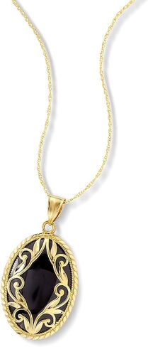 Ross-Simons Oval Black Onyx and 14kt Yellow Gold Pendant Necklace in Saudi Arabia