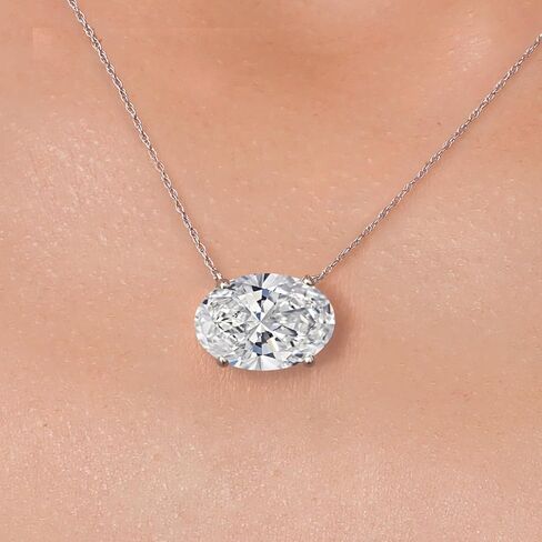 قلادة من Gem Stone King 5 Cttw IGI معتمدة من الماس المزروع للنساء من الذهب الأبيض عيار 14 قيراط | لون F-G | مقابل الوضوح | قلادة ذهبية للنساء | مع سلسلة ذهبية 18 بوصة in Saudi Arabia
