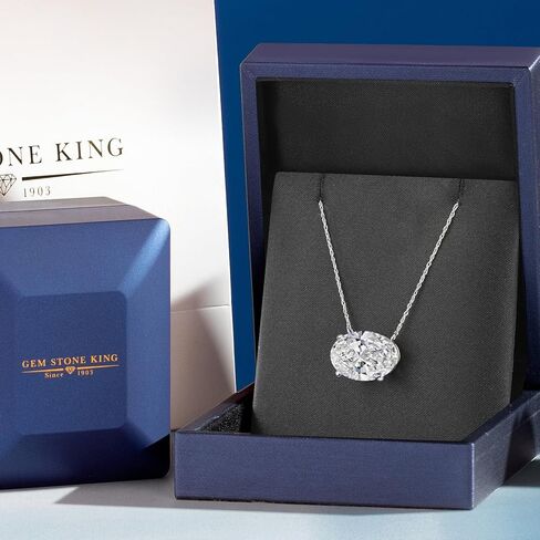 قلادة من Gem Stone King 5 Cttw IGI معتمدة من الماس المزروع للنساء من الذهب الأبيض عيار 14 قيراط | لون F-G | مقابل الوضوح | قلادة ذهبية للنساء | مع سلسلة ذهبية 18 بوصة in Saudi Arabia